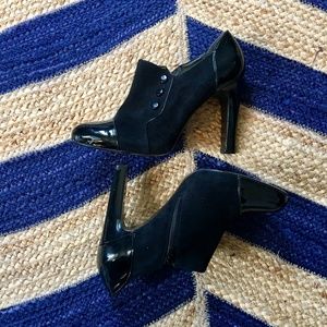 Via Spiga · Suede and Patent Leather Booties